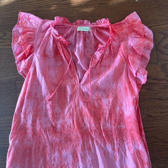 Stark X Poplin Tie Dye Dreamy Dress Ruffle Flutter Sleeve Size Small - Picture 8 of 16